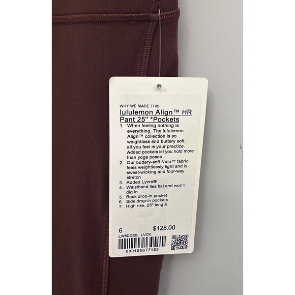 Lululemon Align High Rise leggings with pockets 25” size 6 Lava Cake NWT - Picture 7 of 7